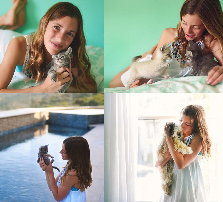 Girl and pets